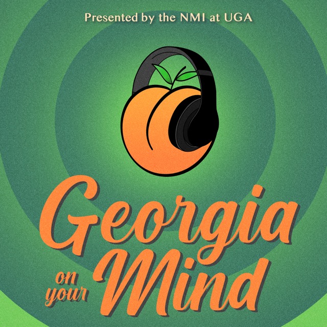 Cover artwork for Georgia On Your Mind podcast featuring a peach with headphones