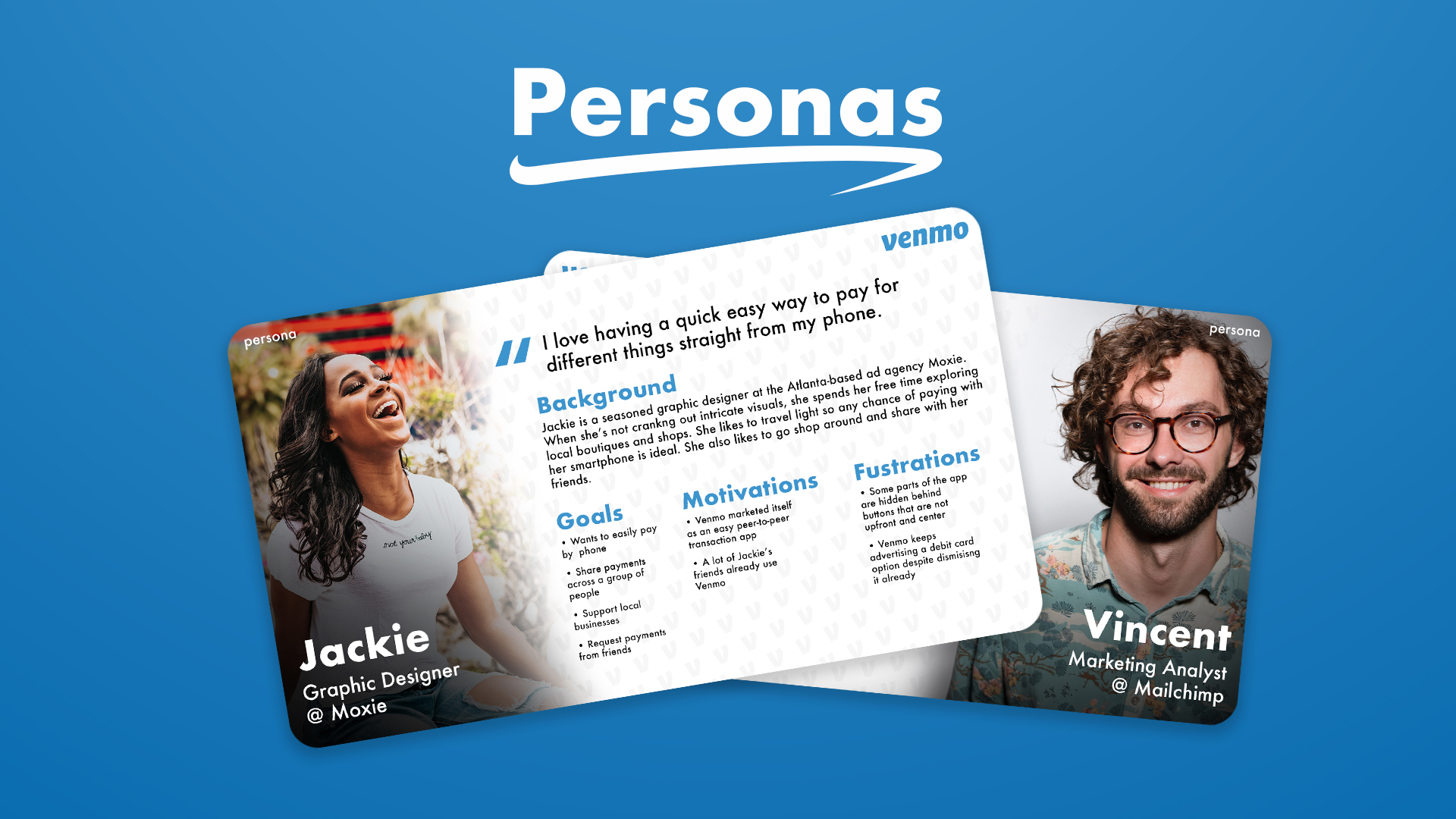 Persona cards for a project in JRMC 7010