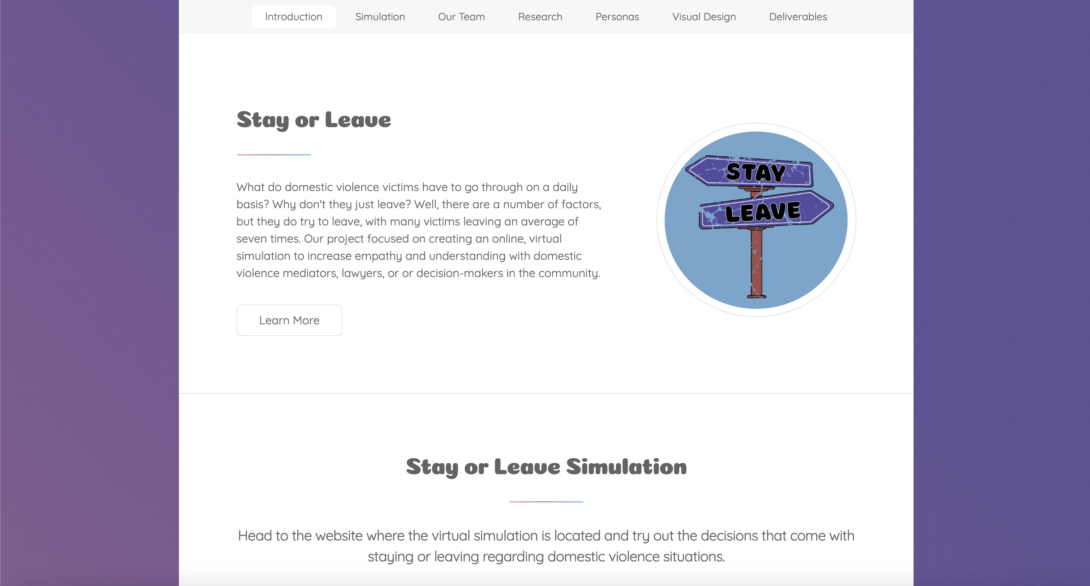 Screenshot of Stay or Leave simulator tool